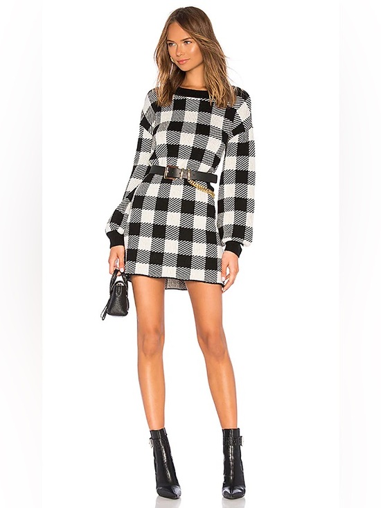 REVOLVE Dresses & Skirts - LPA Floyd Sweater Dress in Black and Ivory Check